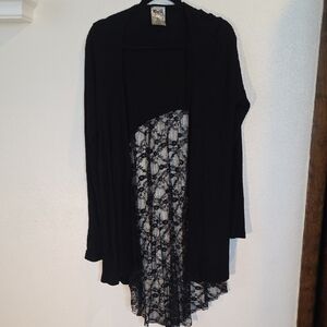 Vocal Lightweight Cardigan With Lace Inset In Back